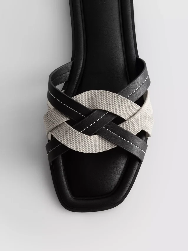 Weave strap mules