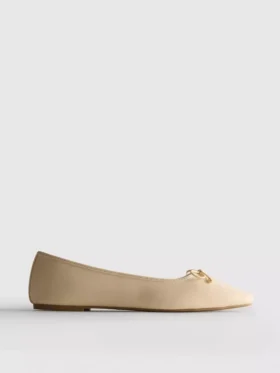 Wide fit faux leather square toe ballet slip ons