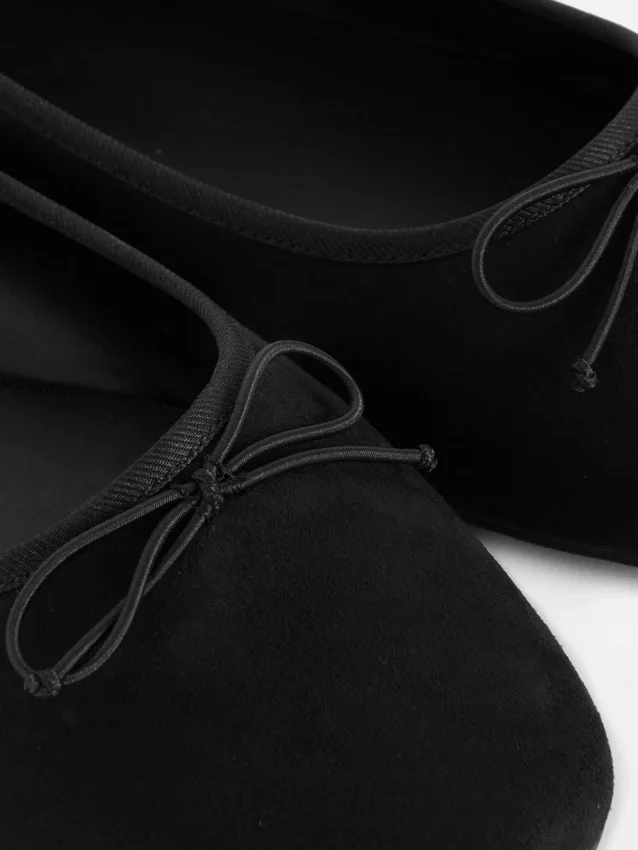 Wide fit faux suede bow ballerinas