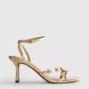 Wide fit floral rhinestone heeled sandals