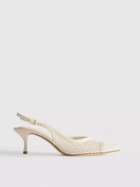 Wide-fit mesh slingback heels