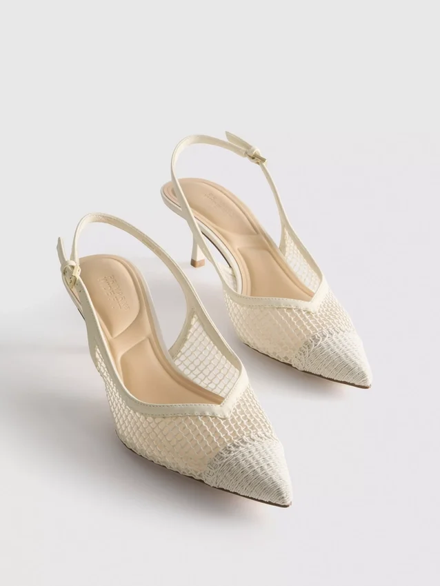 Wide-fit mesh slingback heels