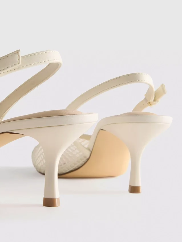 Wide-fit mesh slingback heels