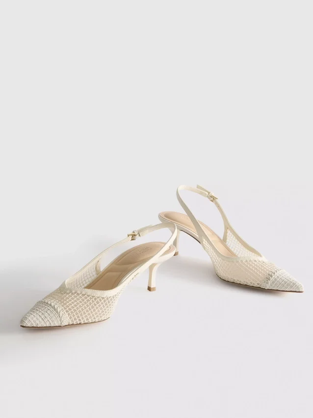 Wide-fit mesh slingback heels