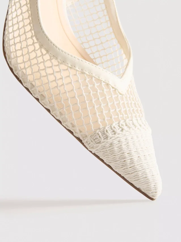 Wide-fit mesh slingback heels
