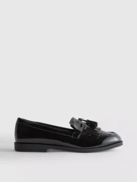 Wide fit patent loafers