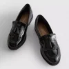 Wide fit patent loafers