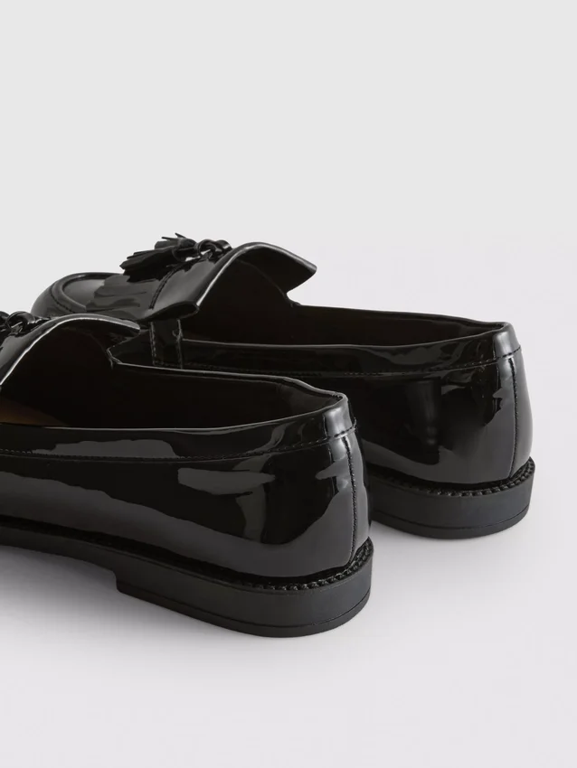 Wide fit patent loafers