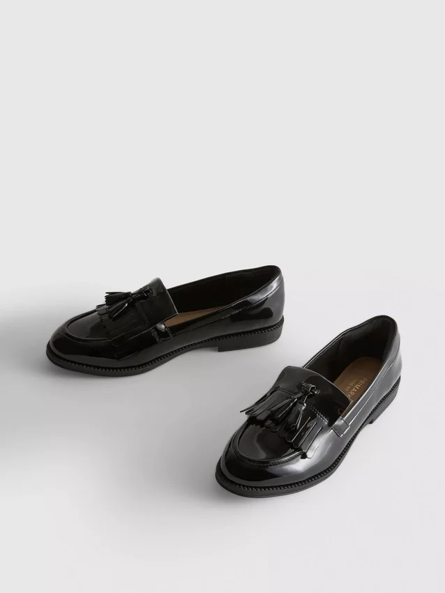 Wide fit patent loafers