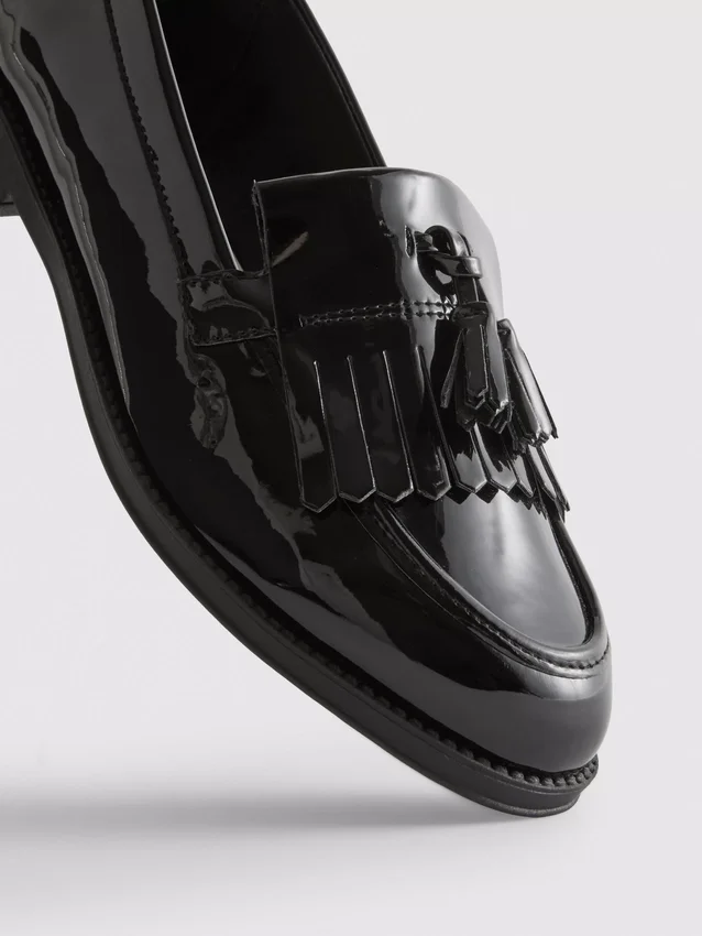 Wide fit patent loafers