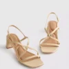 Wide-fit raffia trim block heel sandals