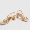 Wide-fit raffia trim block heel sandals