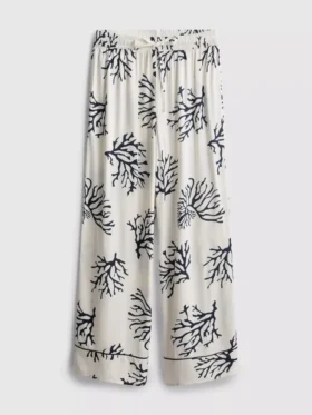 Wide leg coral print pajama bottoms