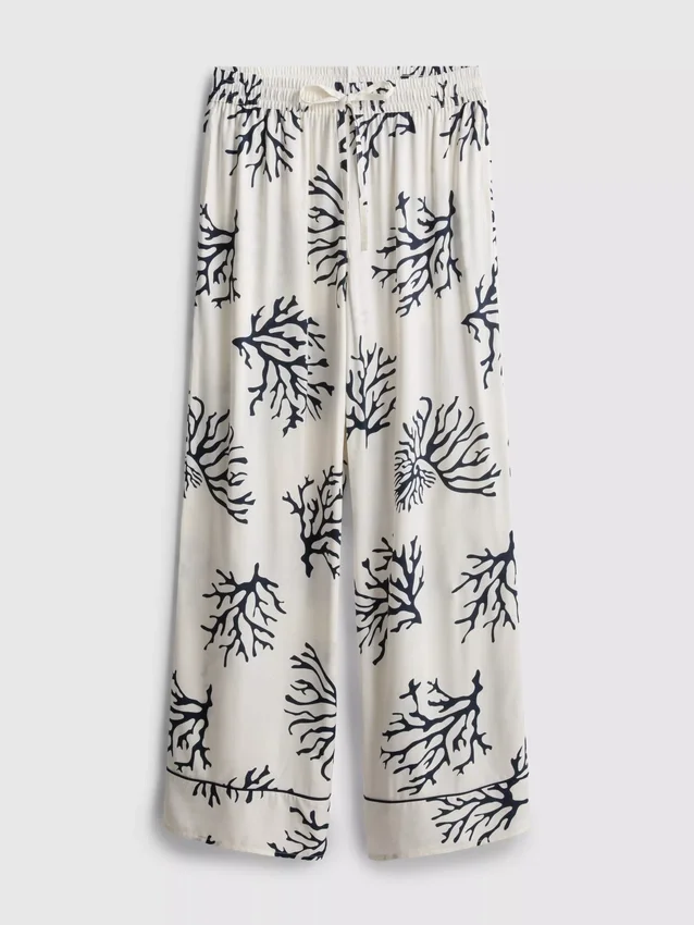 Wide leg coral print pajama bottoms