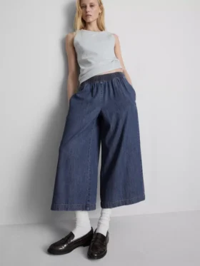 Wide-leg culotte jeans