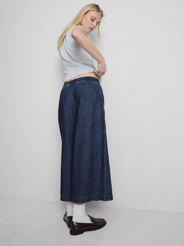 Wide-leg culotte jeans