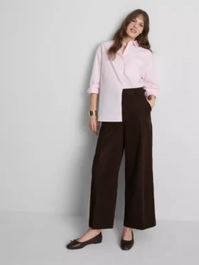 Wide leg pleated belt detail pants