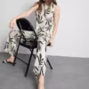 Wide leg printed pants