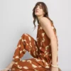 Wide leg printed pants