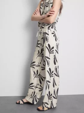 Wide leg printed pants