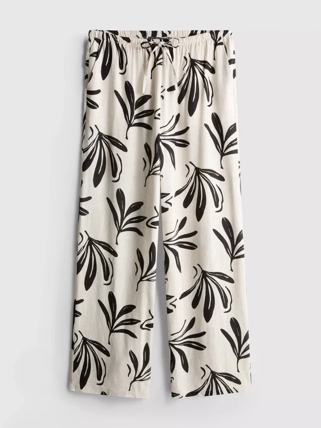Wide leg printed pants