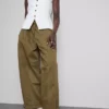 Wide leg seam detail utility pants