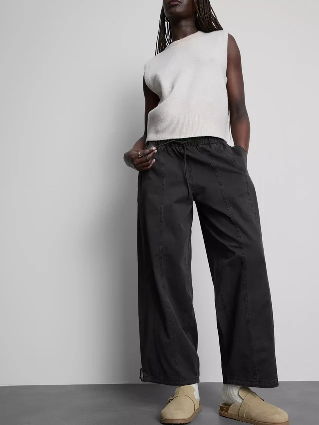 Wide leg seam detail utility pants