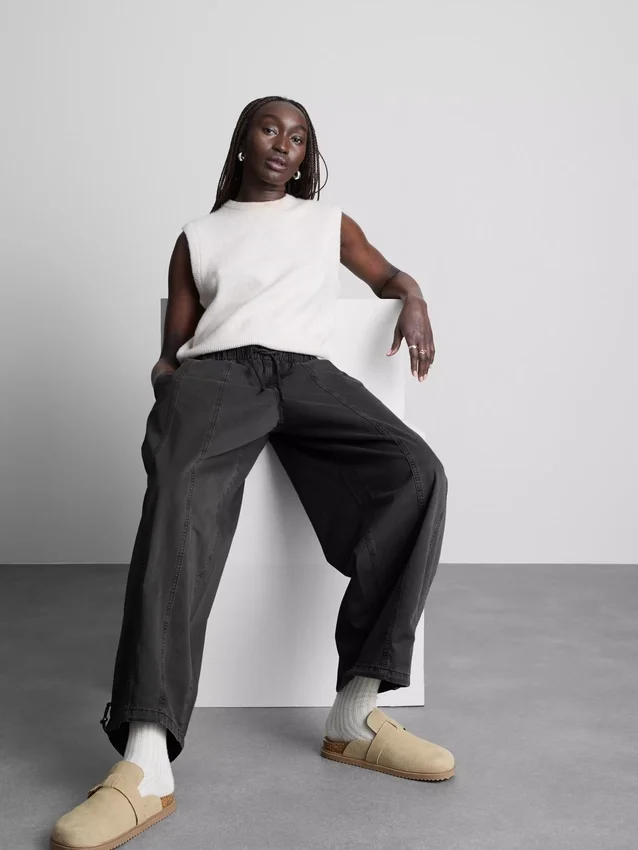 Wide leg seam detail utility pants