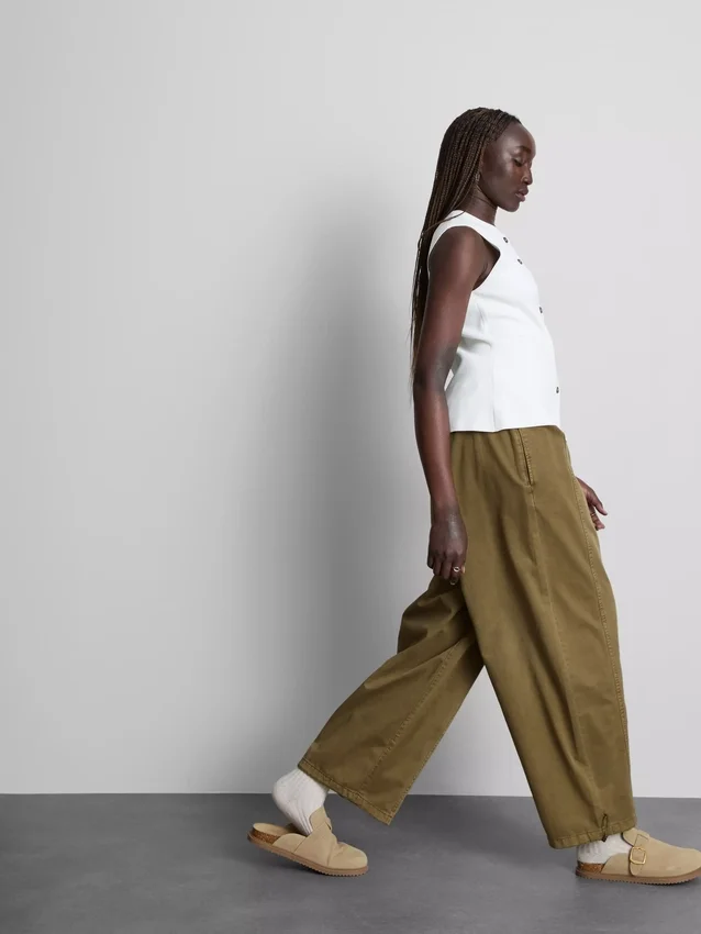 Wide leg seam detail utility pants
