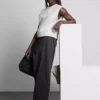 Wide leg seam detail utility pants