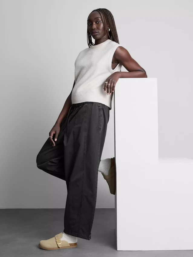 Wide leg seam detail utility pants