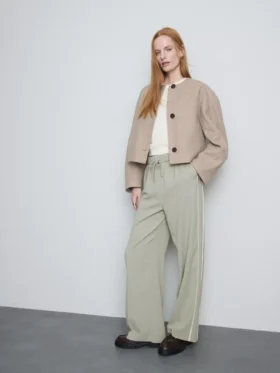Wide-leg side-stripe pants