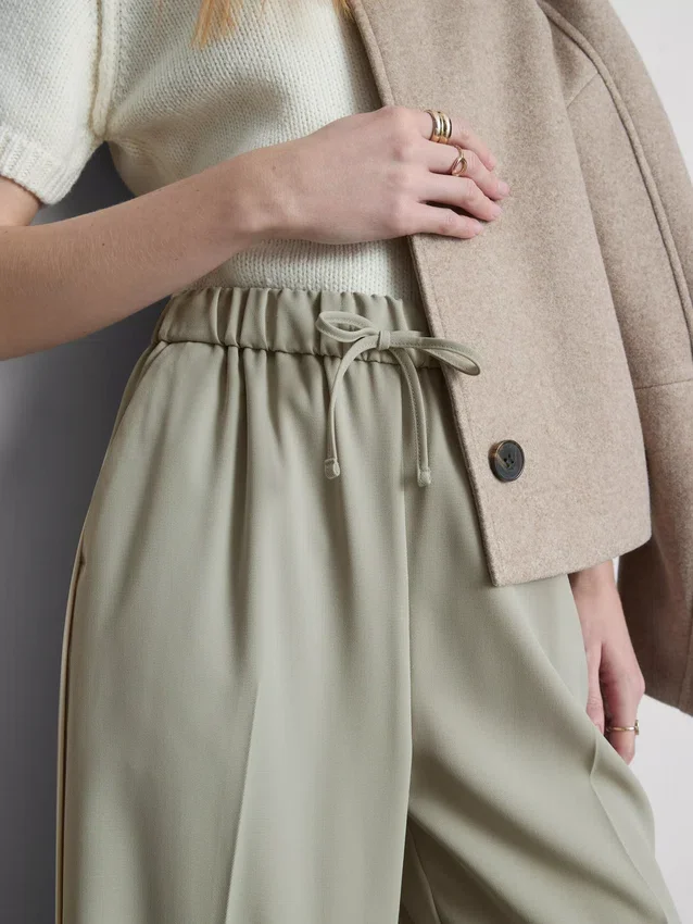 Wide-leg side-stripe pants
