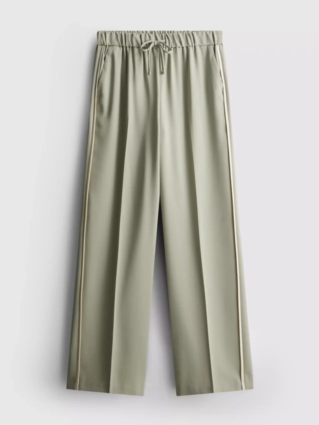 Wide-leg side-stripe pants