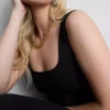 Wide-strap crepe tank top