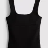 Wide-strap crepe tank top