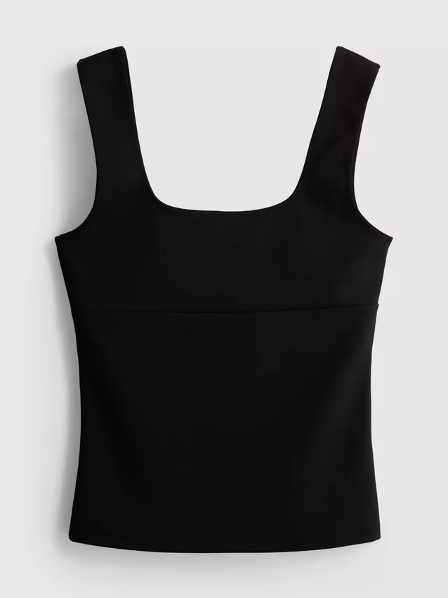 Wide-strap crepe tank top