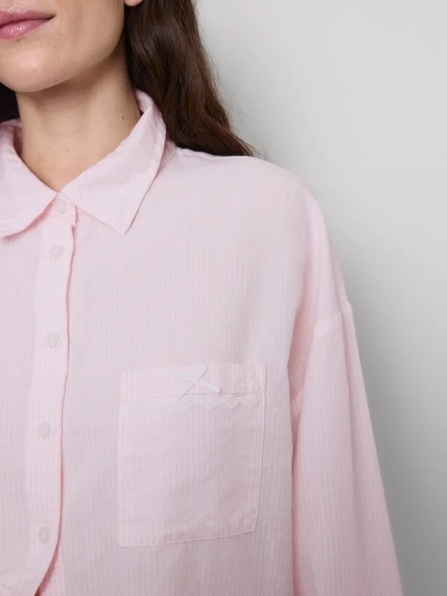 Woven cotton oxford pajama shirt