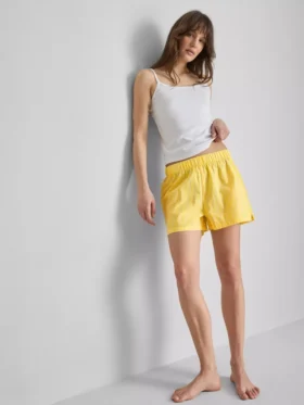 Woven cotton pajama shorts