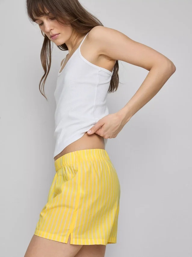 Woven cotton pajama shorts