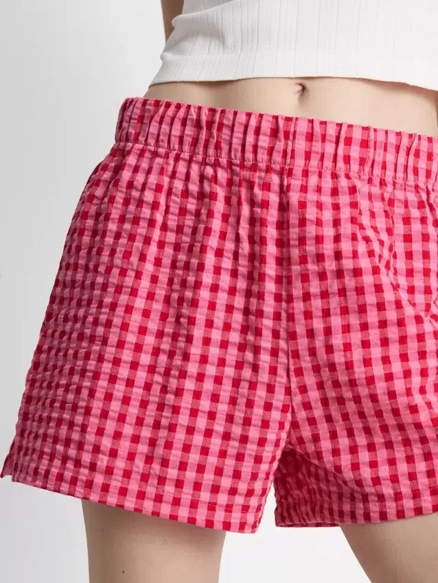 Woven cotton pajama shorts
