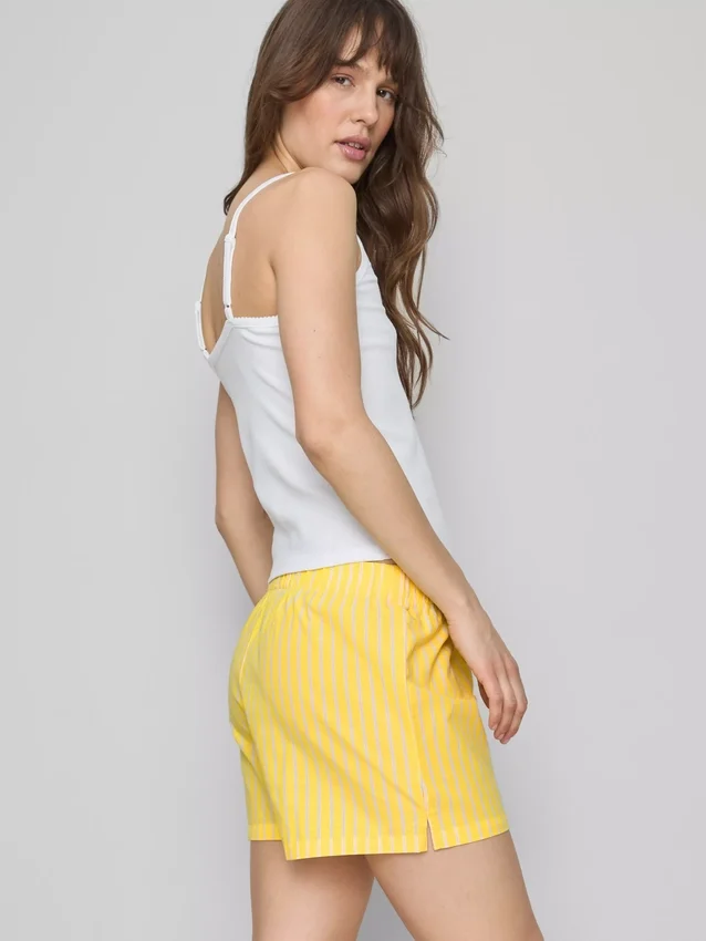 Woven cotton pajama shorts