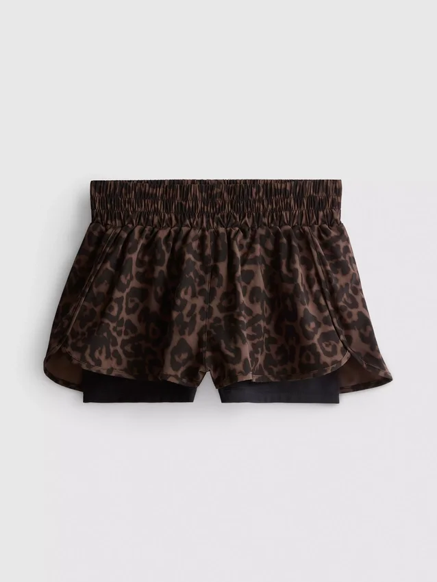 Woven leopard running shorts