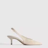 Woven mesh pointed court heels