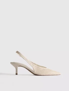 Woven mesh pointed court heels
