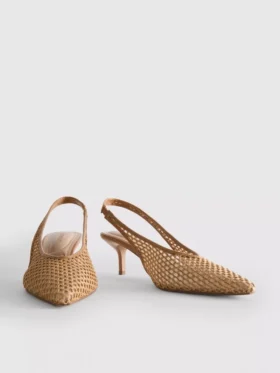 Woven mesh pointed court heels