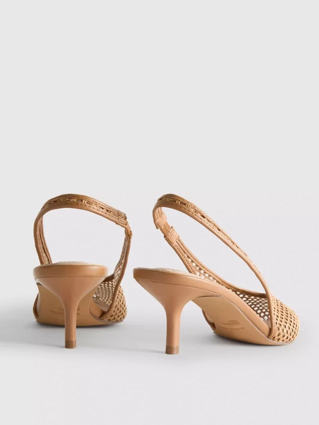 Woven mesh pointed court heels