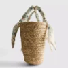 Woven straw midi bucket bag