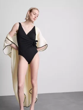 Wrap body-control swimsuit