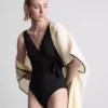 Wrap body-control swimsuit